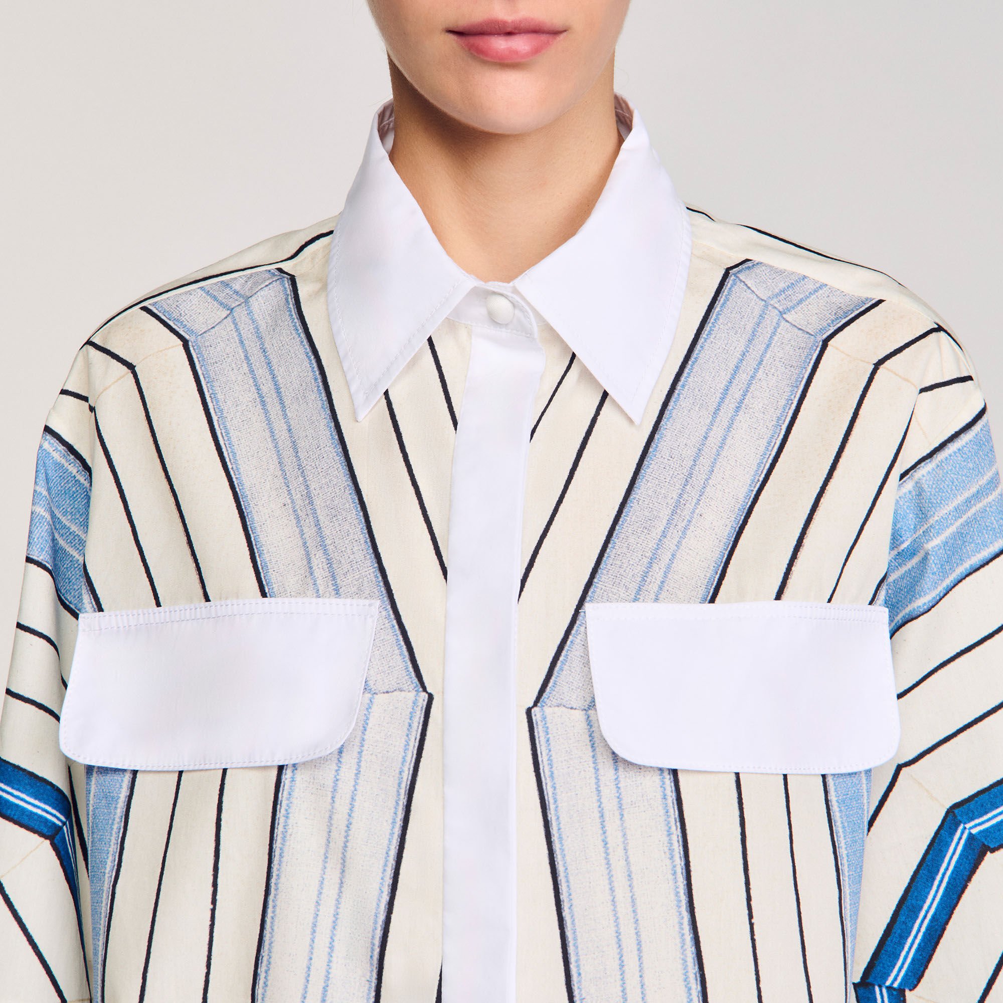 Spiral-motif silk shirt
