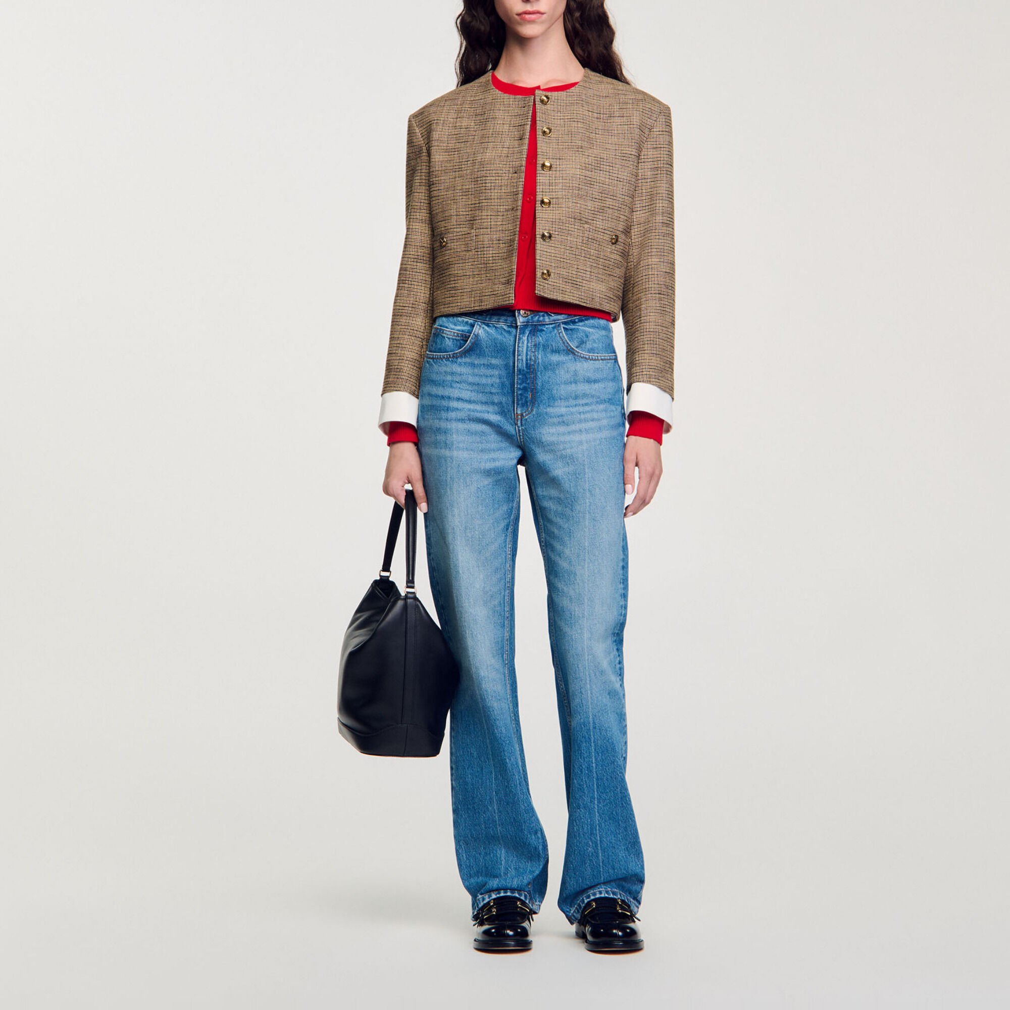 Short Micro Houndstooth Jacket