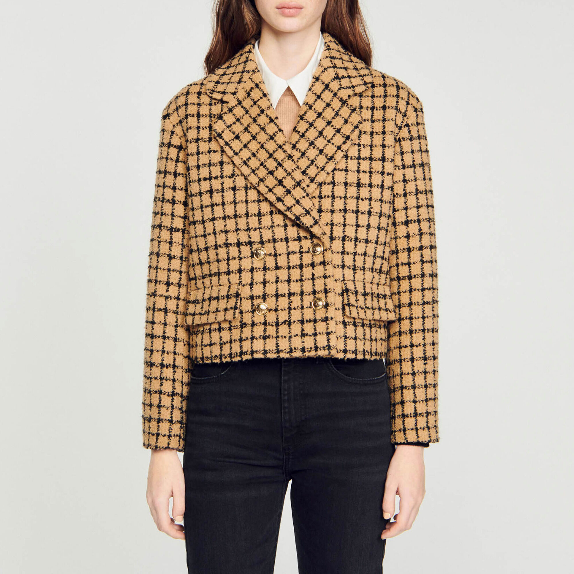 口コミ・レビュー評価が高いおすすめ人気商品の通販 Tweed jacket Paris Sandro | Women For gray / black ジャケット・アウター