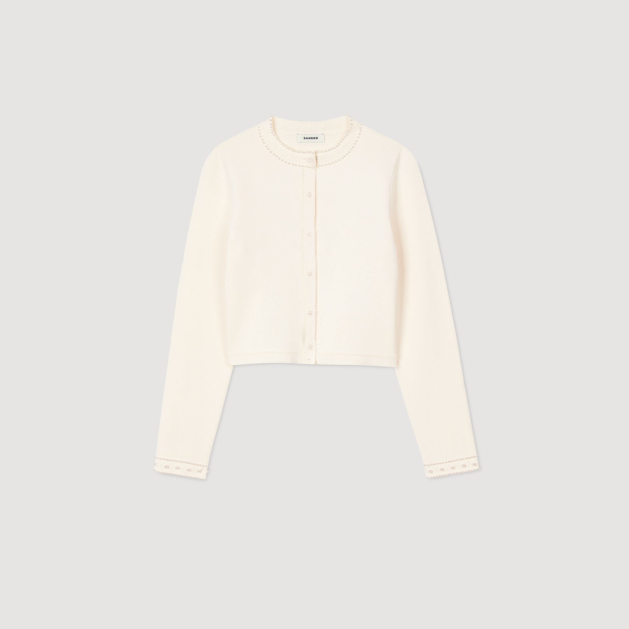 Cropped cardigan with pearl buttons