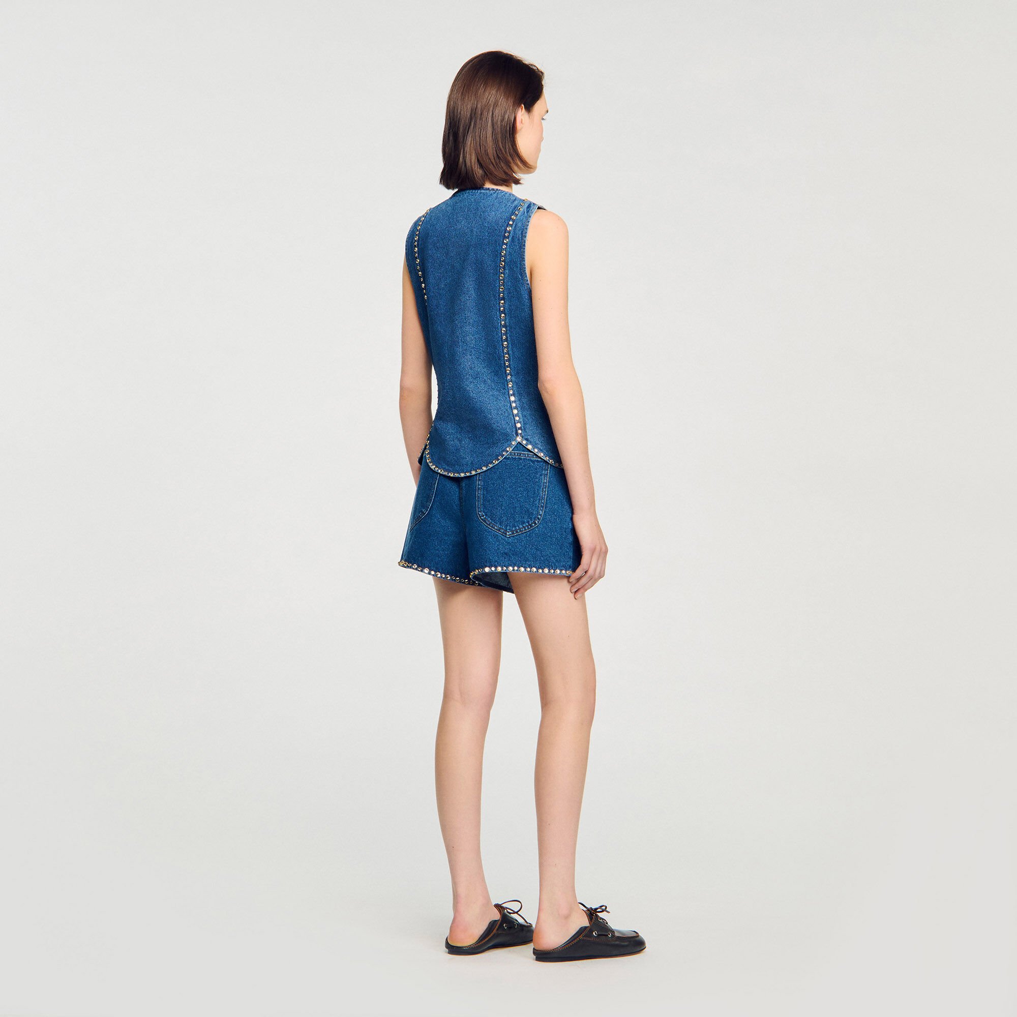 Rhinestone denim top