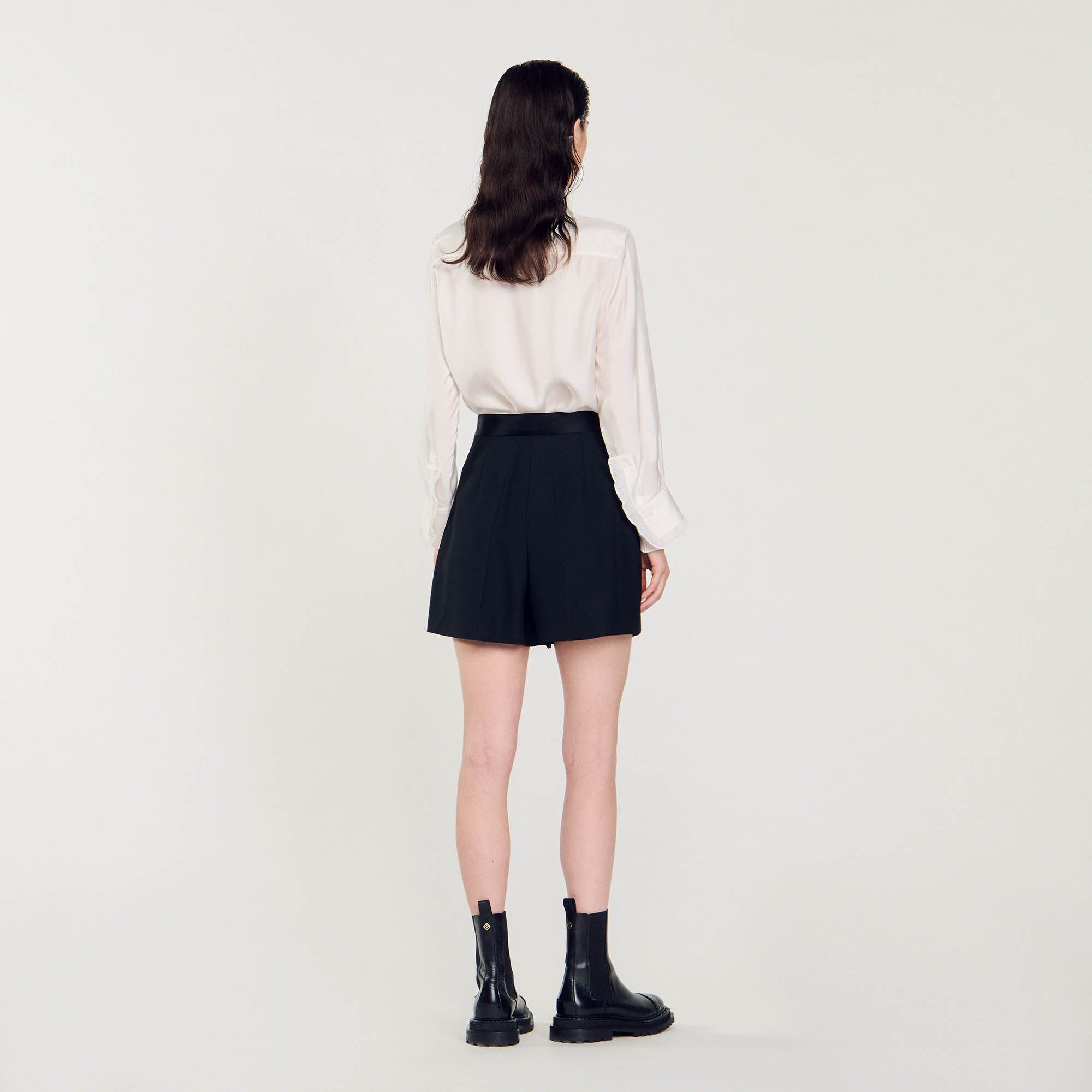 High-waisted shorts with buttons black / gray For Women