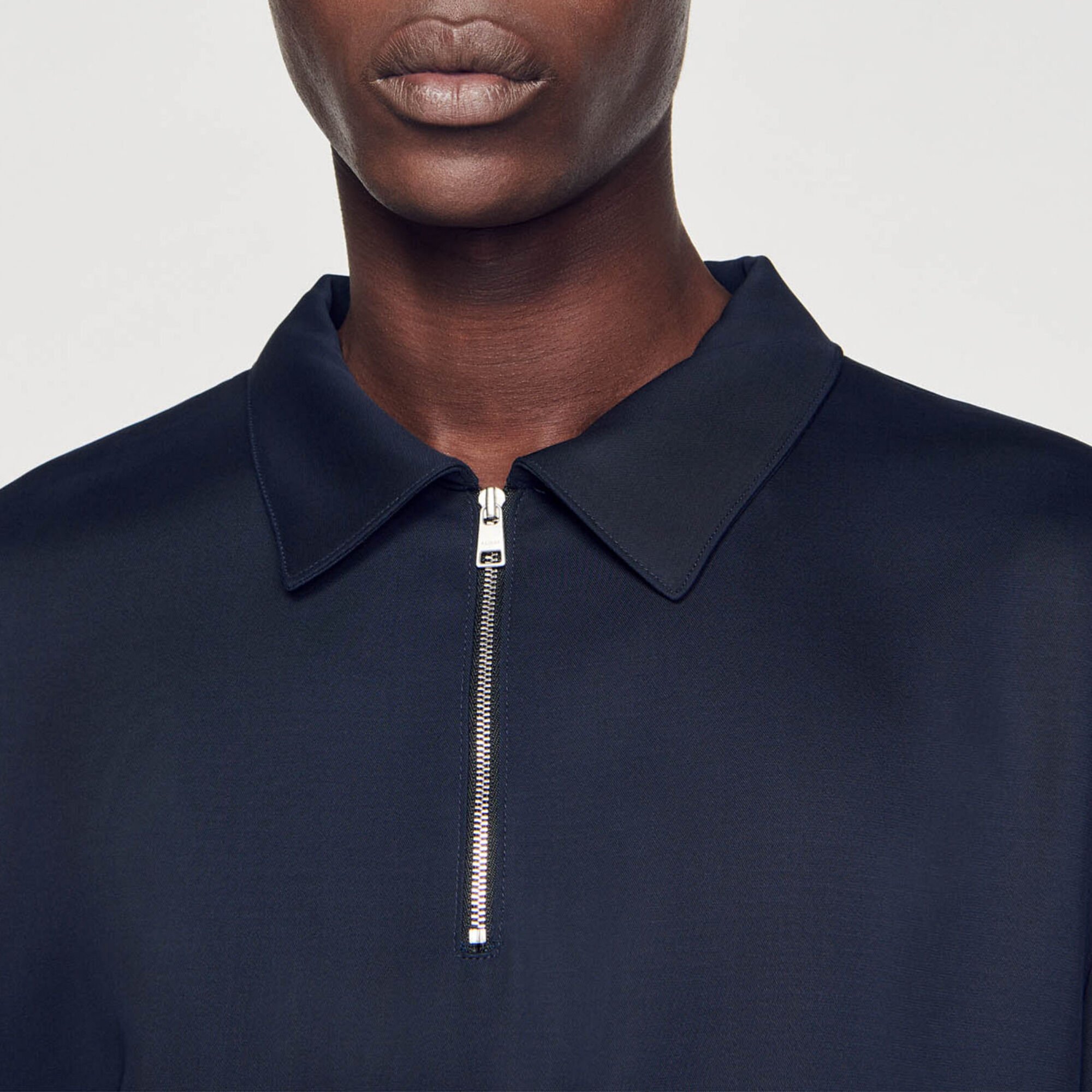 Shirt with zip collar