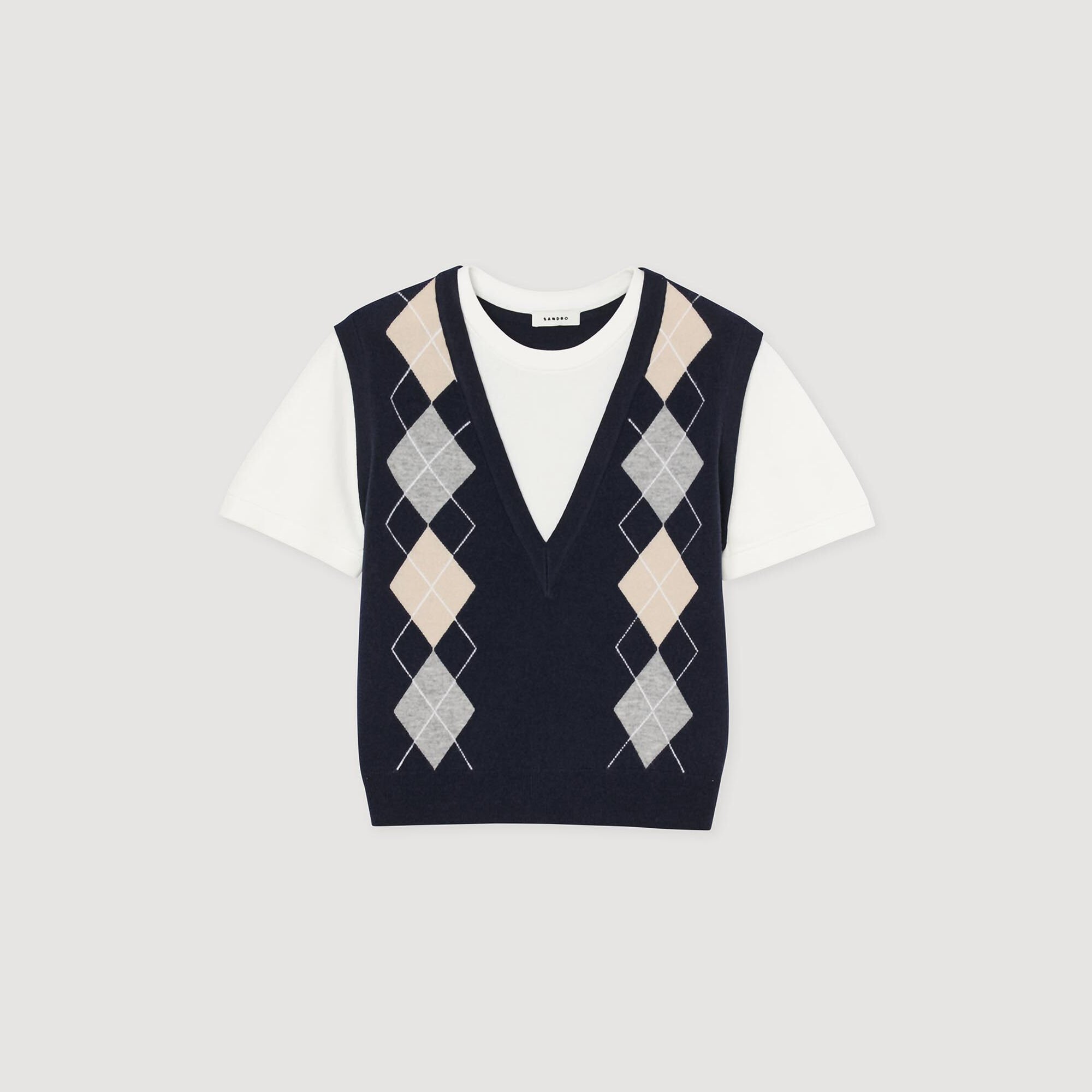 Argyle layered effect sweater