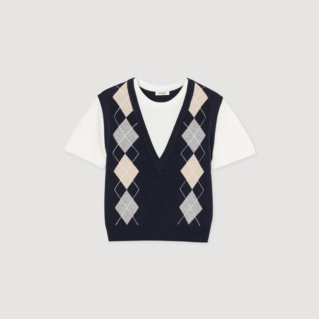 Argyle layered effect sweater