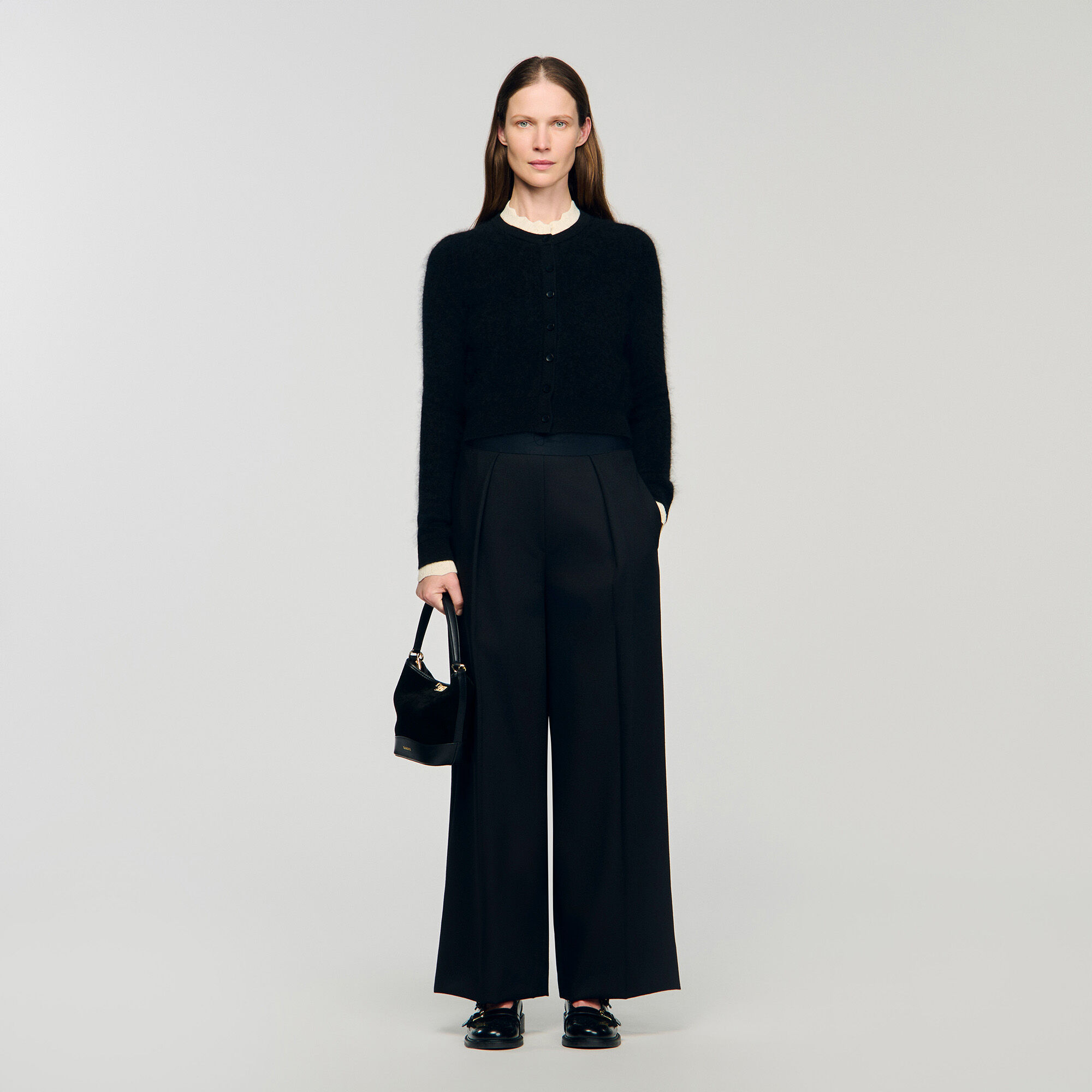 Pointelle collar cardigan