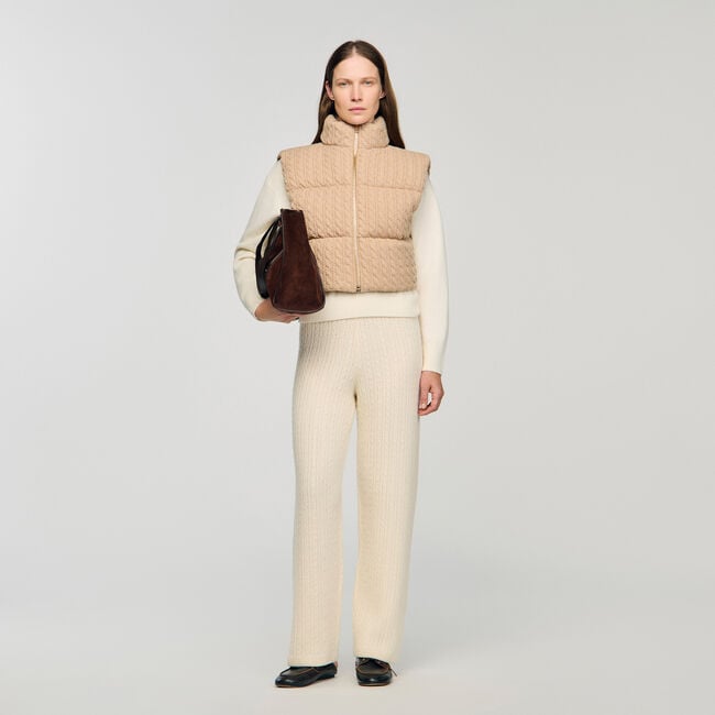 Cropped sleeveless puffer vest
