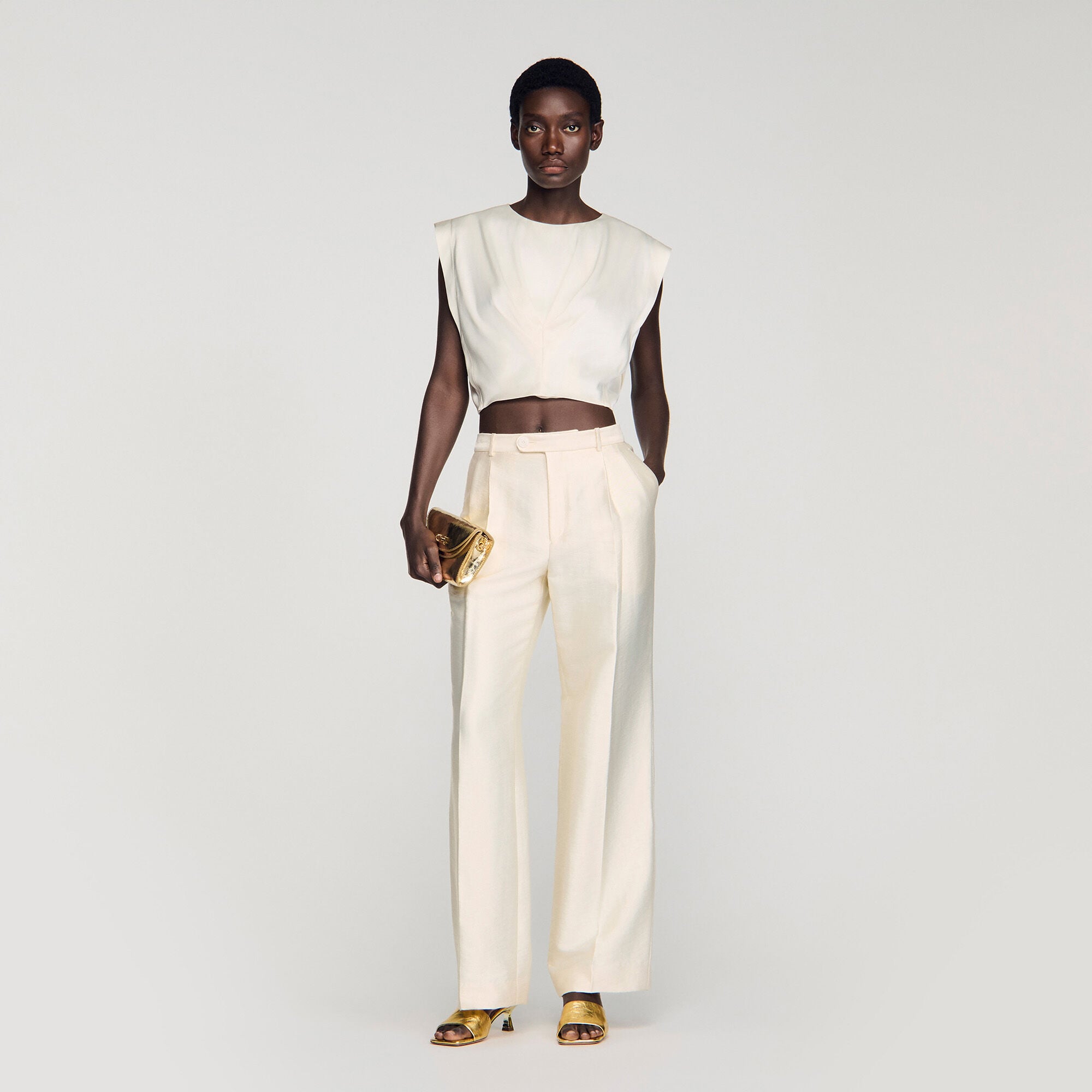 SANDRO ホワイトビジュートップス White Tops | Women | Sandro-paris.com