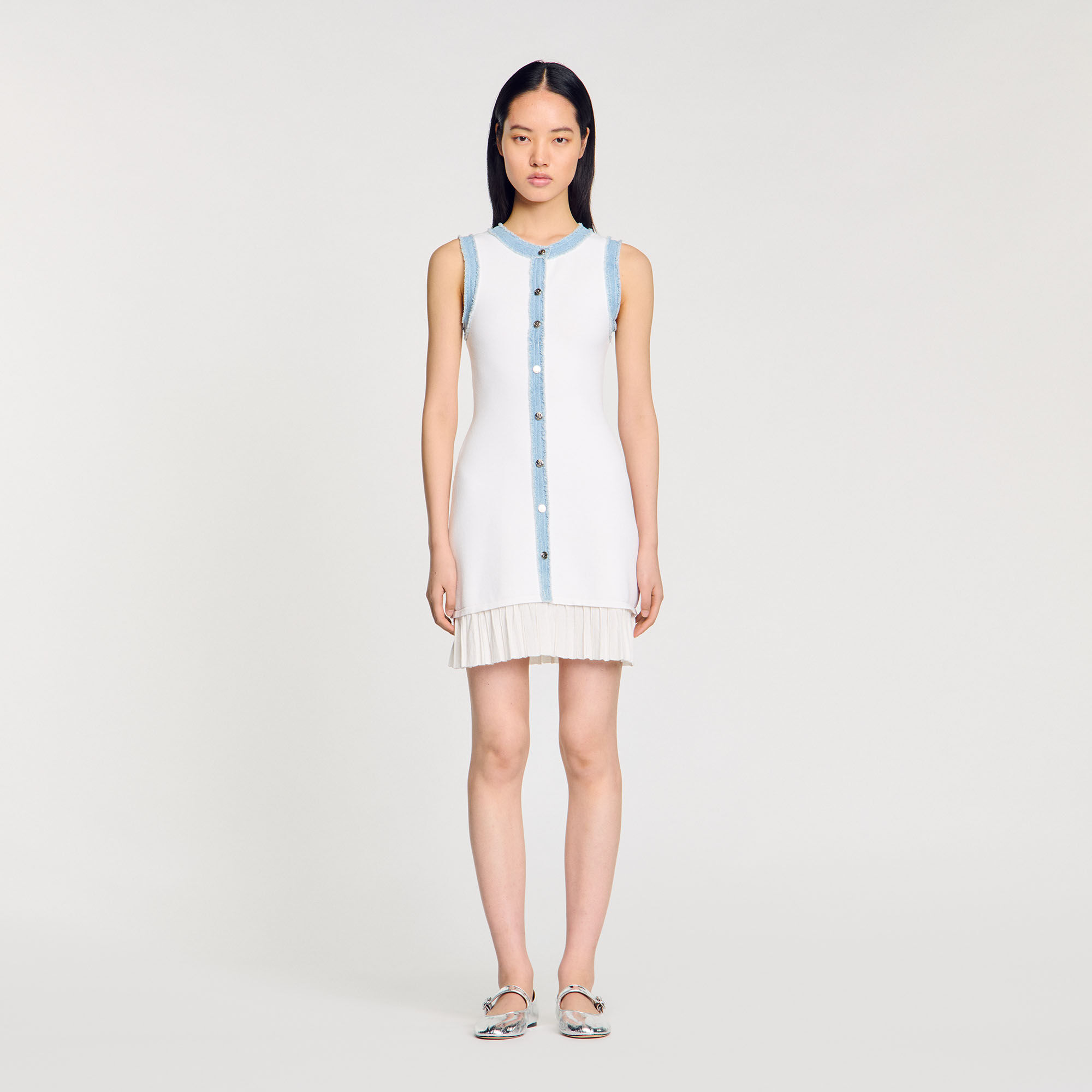 Mini knit dress with ruffles