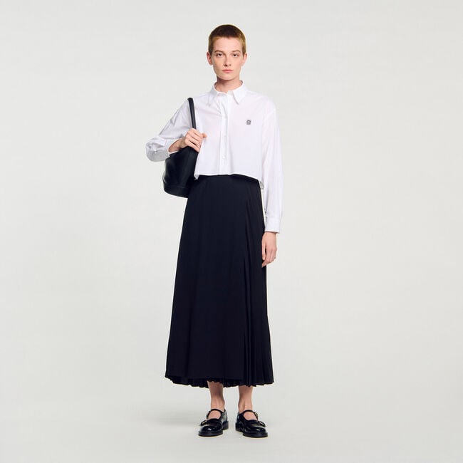 Curb chain buckle pleated skirt