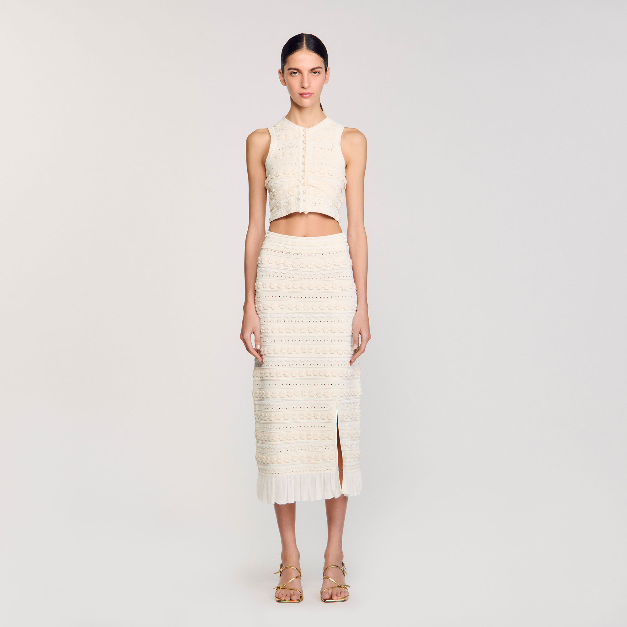 Maxi skirt with crochet detailing