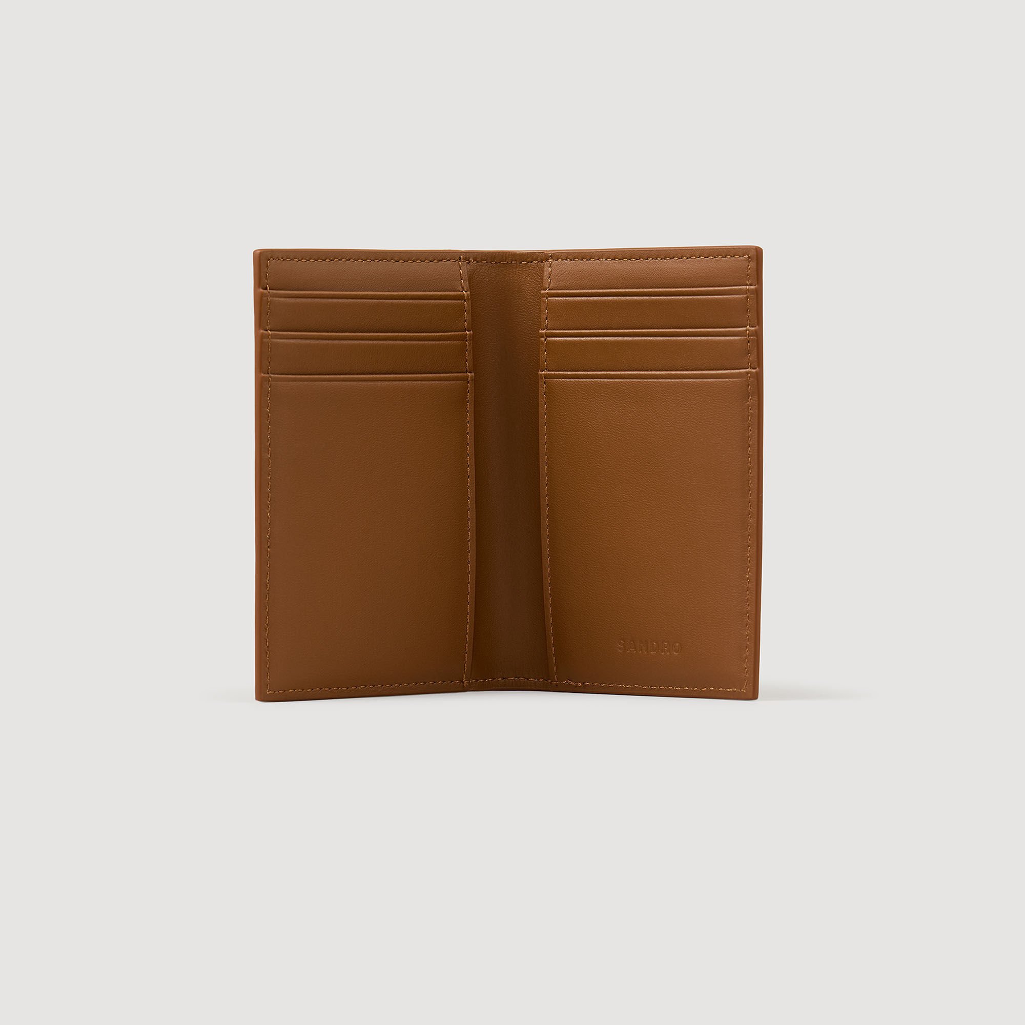Grained leather foldable cardholder