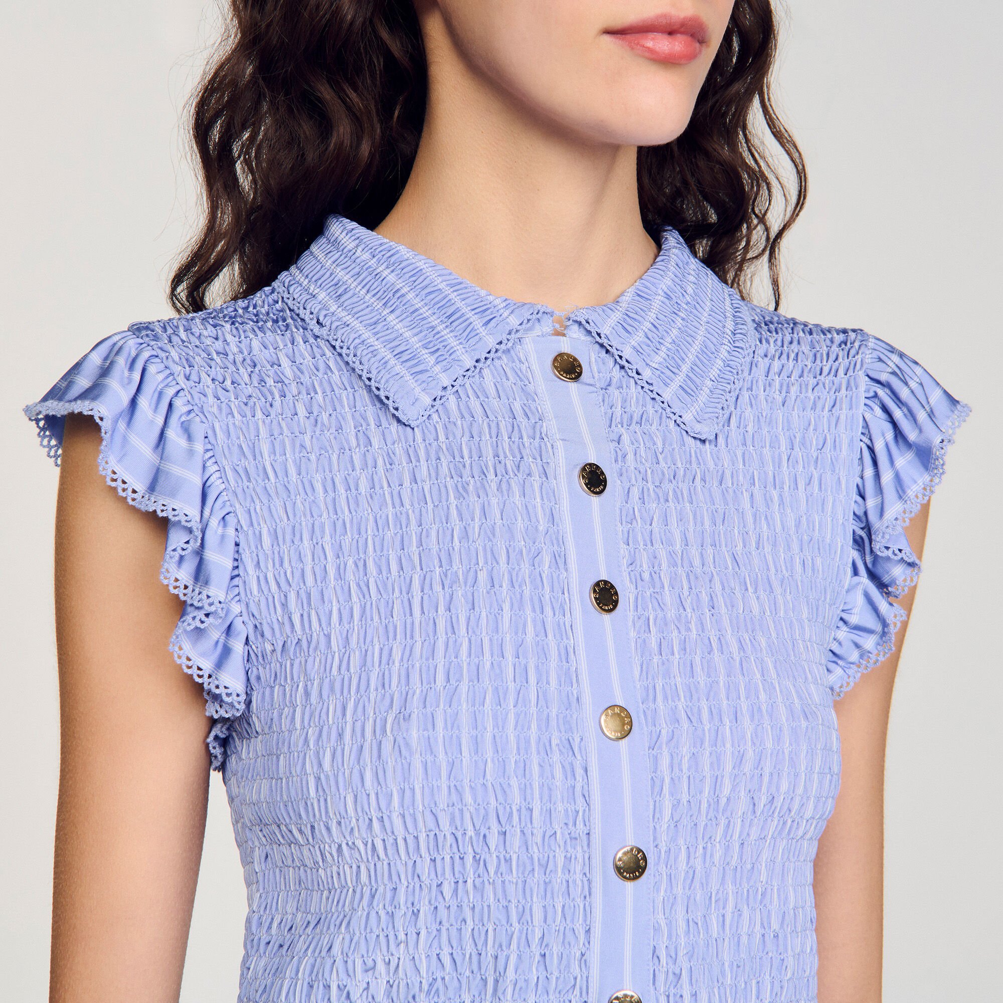 Striped smocked T-shirt