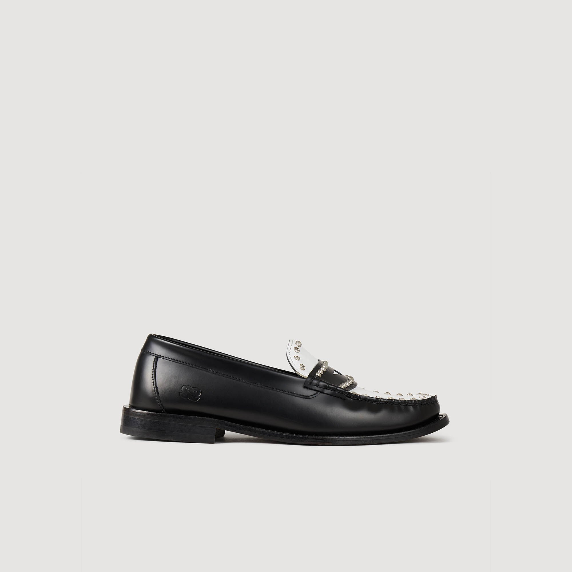Two-tone studded loafers