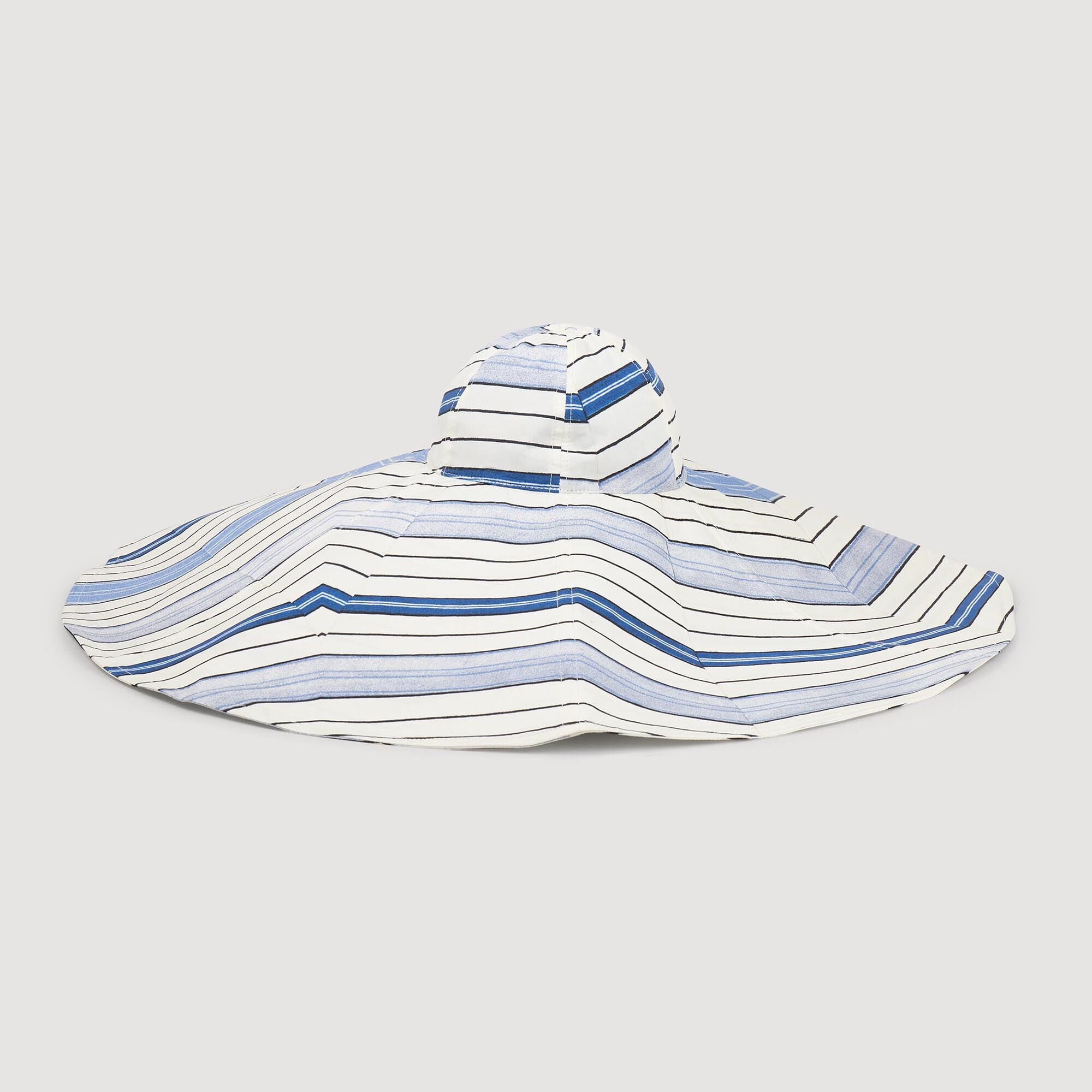 Striped cotton floppy sun hat