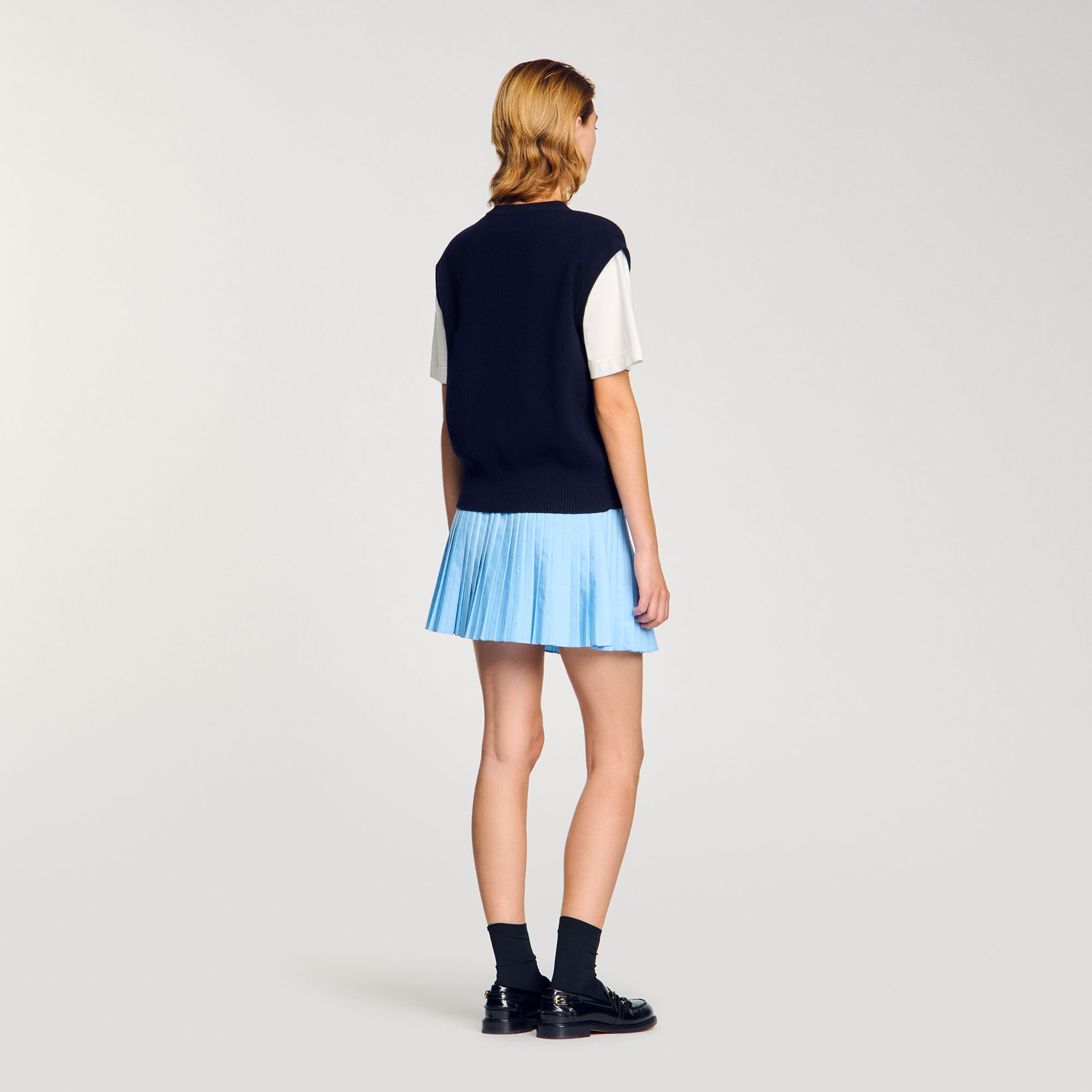 Two-tone wool and cashmere sweater