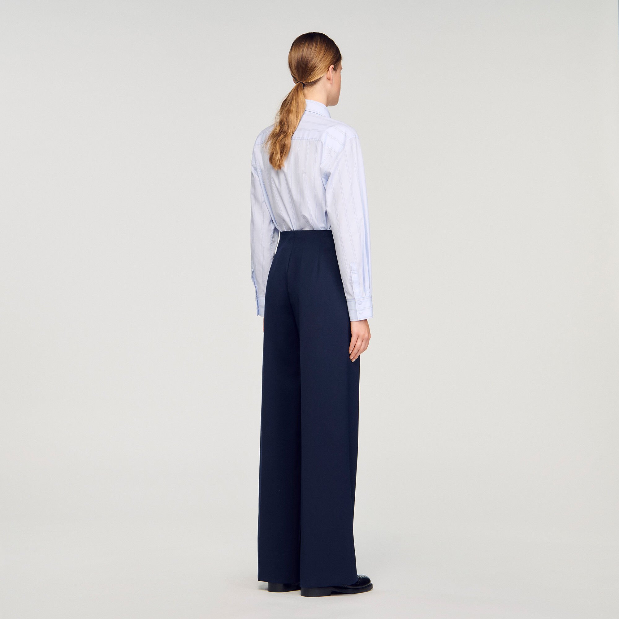 Asymmetric straight-leg trousers