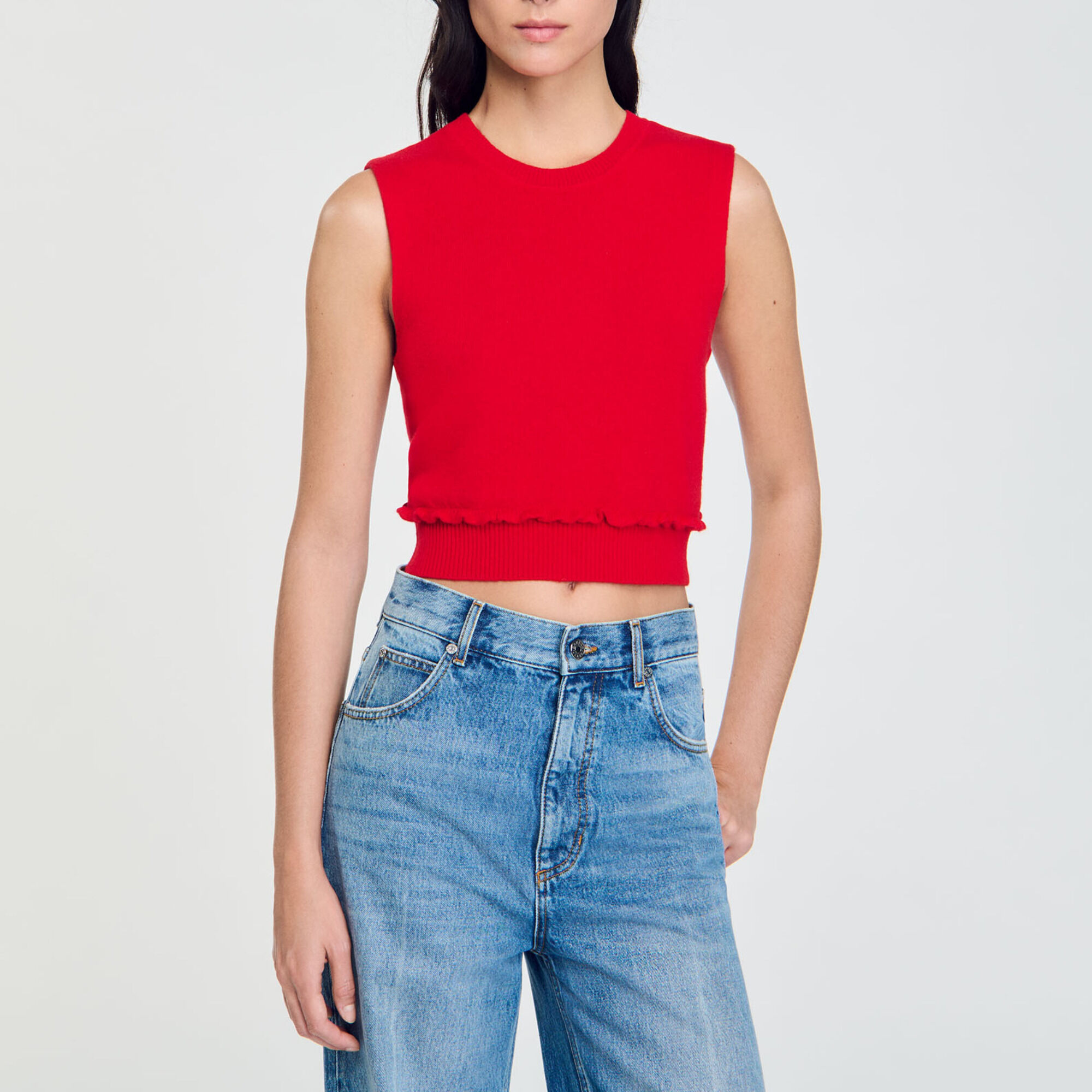 Ruffled cropped sweater