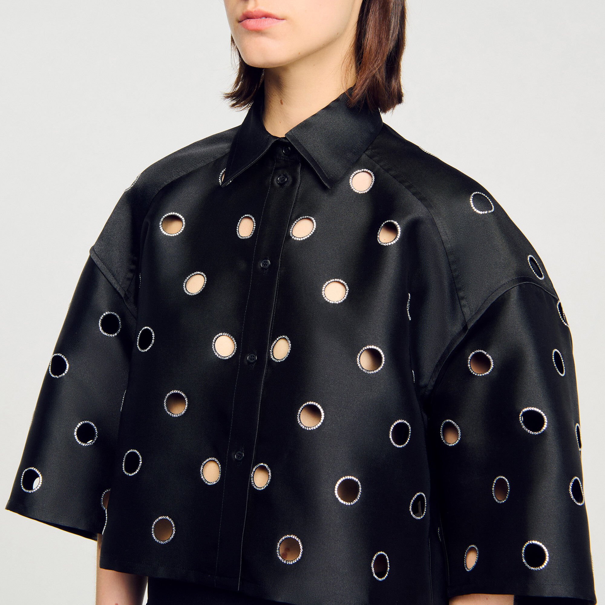 Shirt with rhinestones