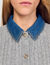 Cardigan with denim collar