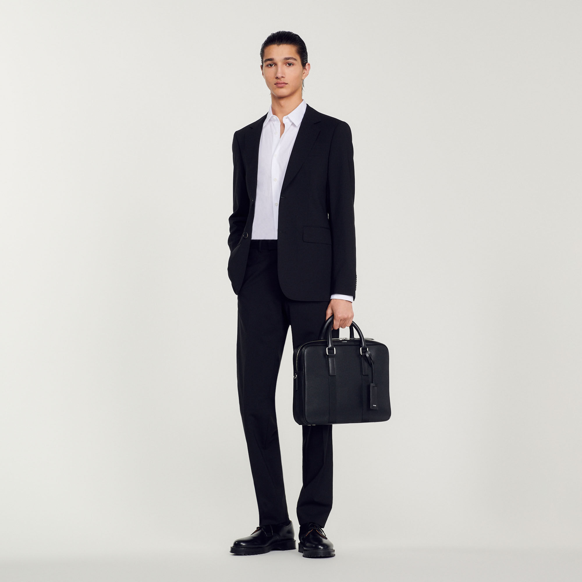 Large briefcase in coated canvas