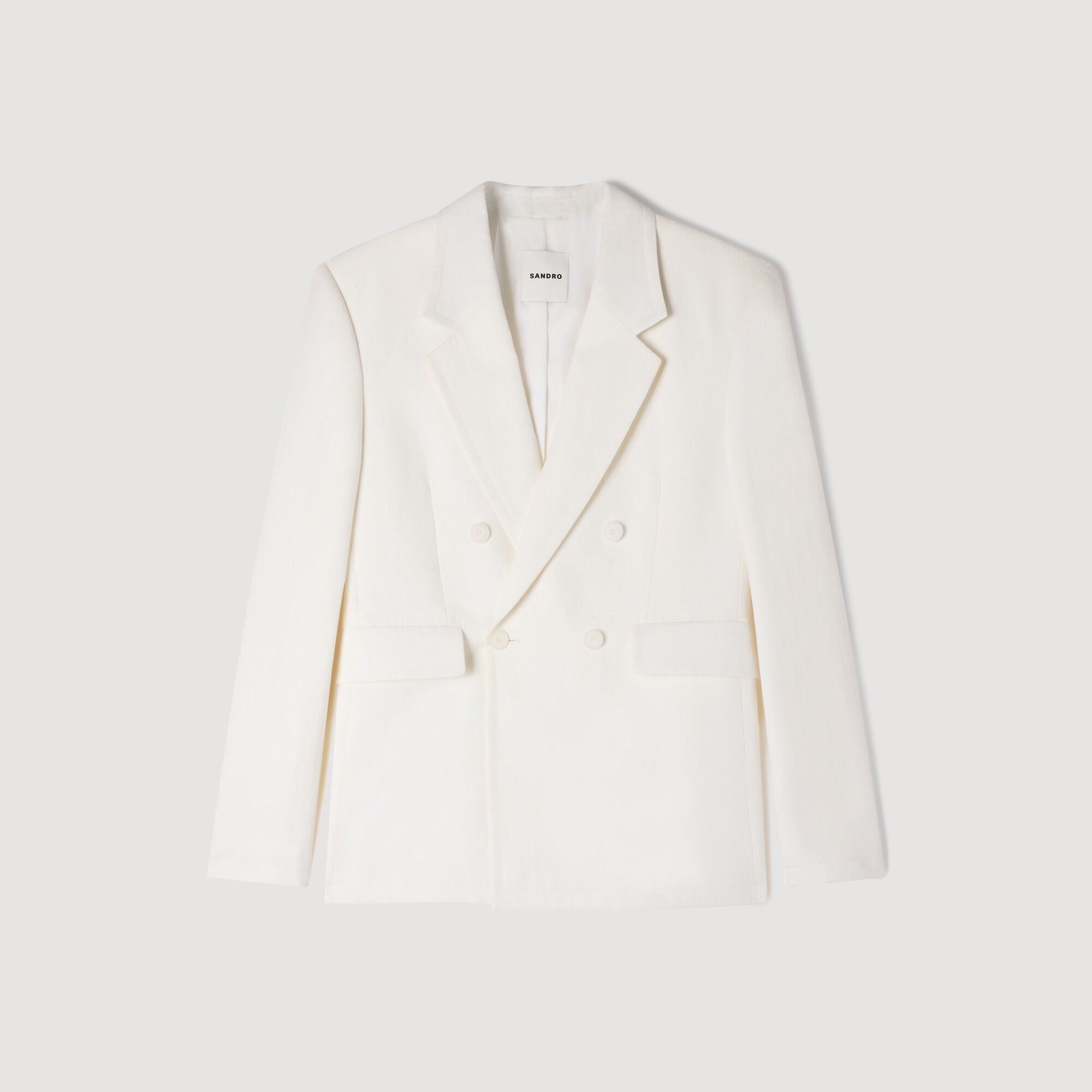 Double-breasted linen suit jacket
