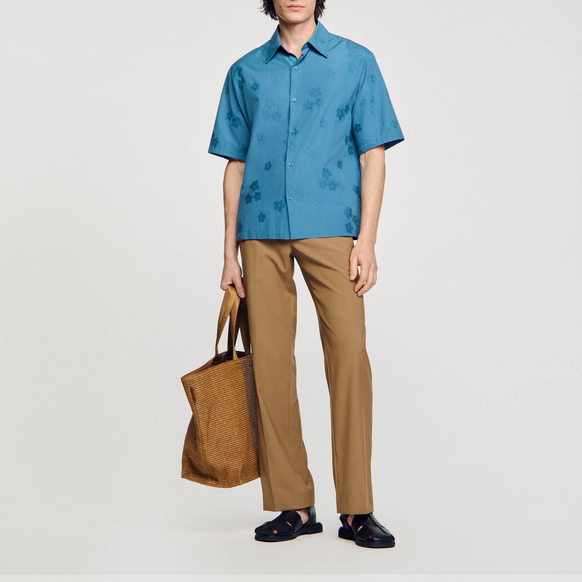 Oversized floral jacquard shirt