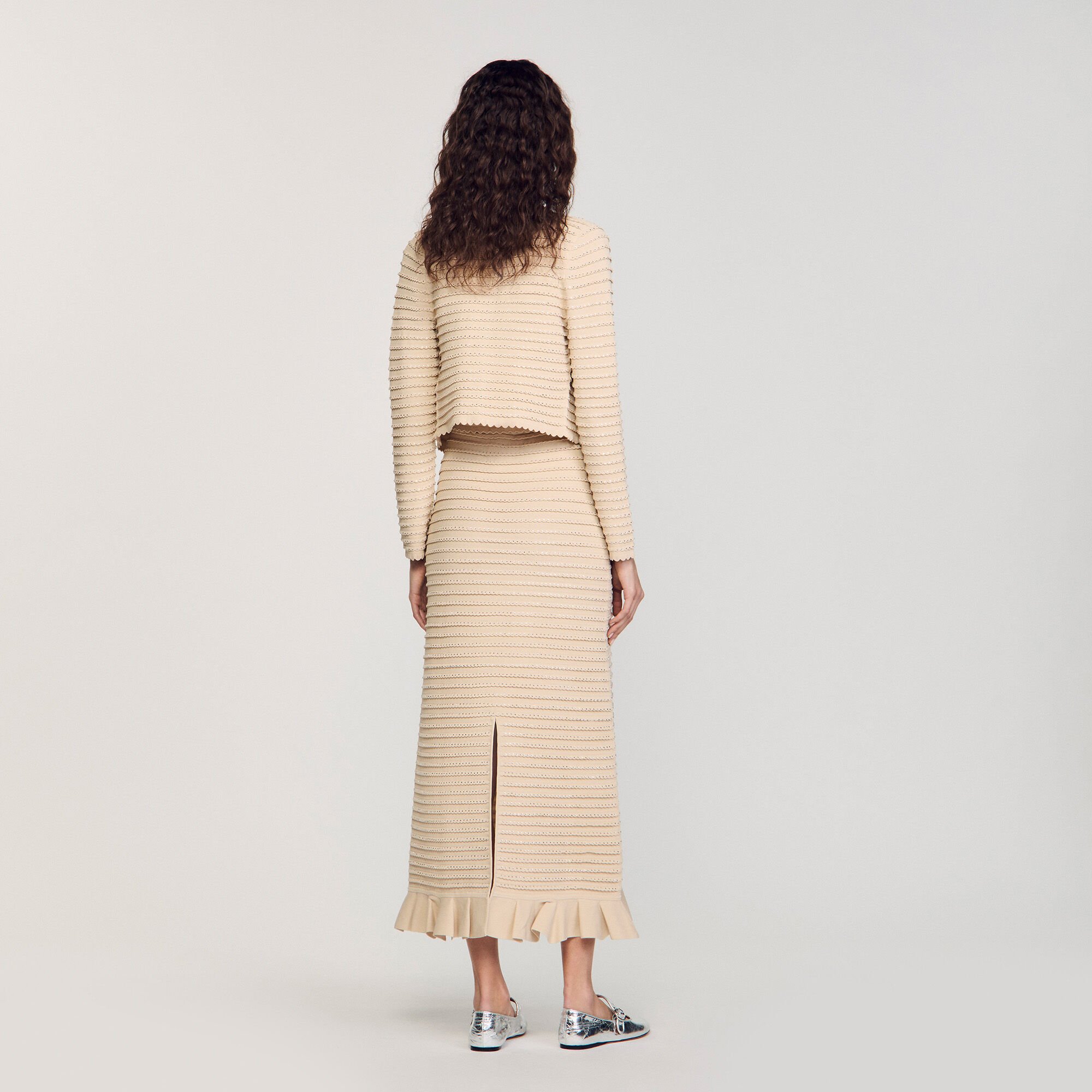 Knit maxi dress green For Women | Sandro Paris