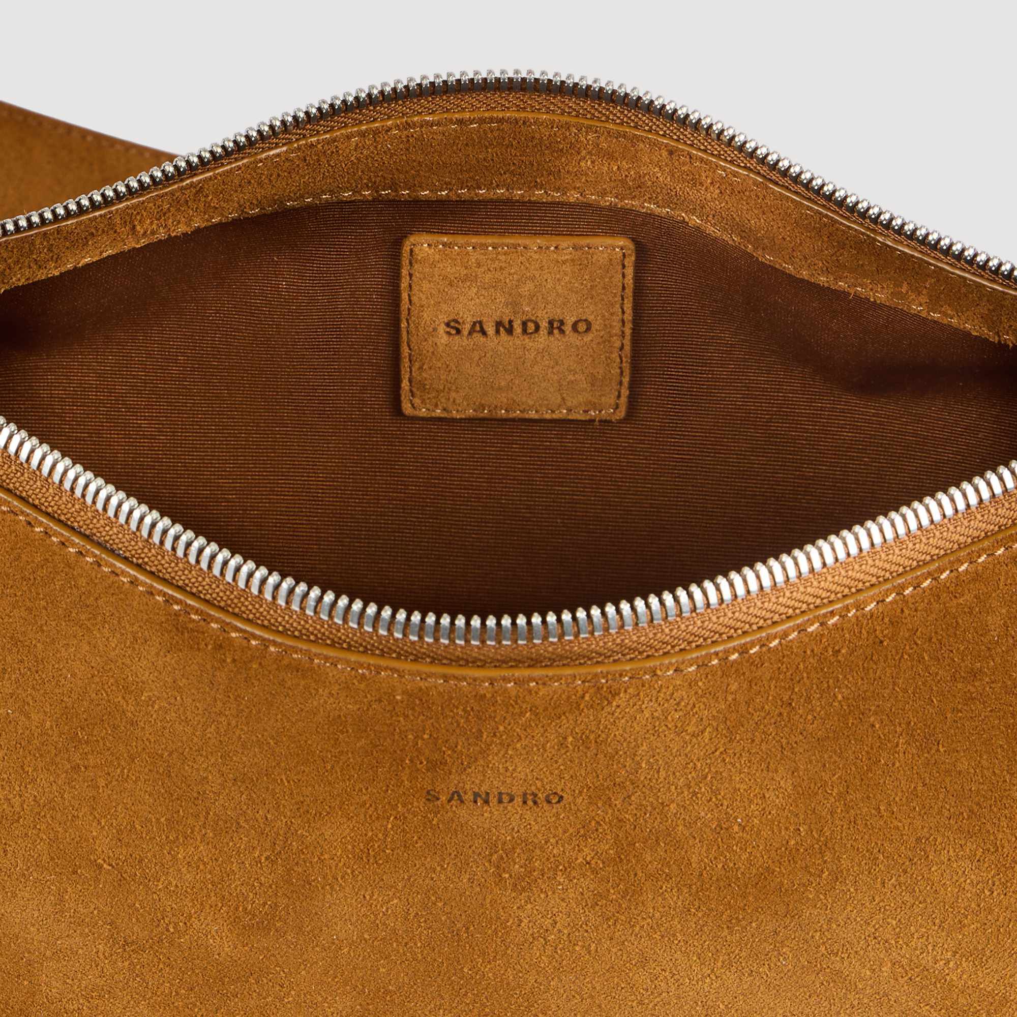 Small zipped split leather hobo