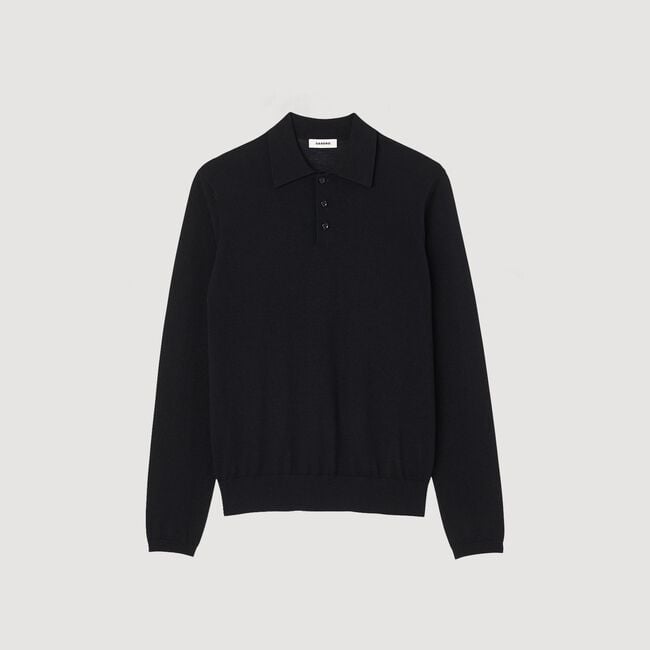 Fine knit polo shirt