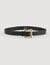 Wide leather belt with a square buckle