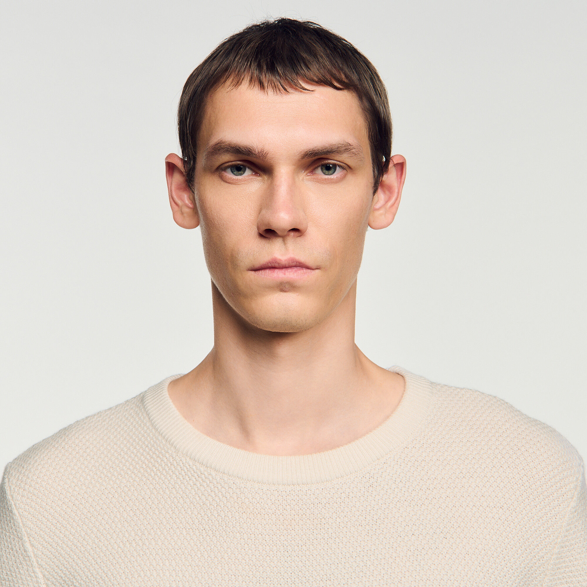 Crew-neck sweater in seed stitch - Men | Sandro
