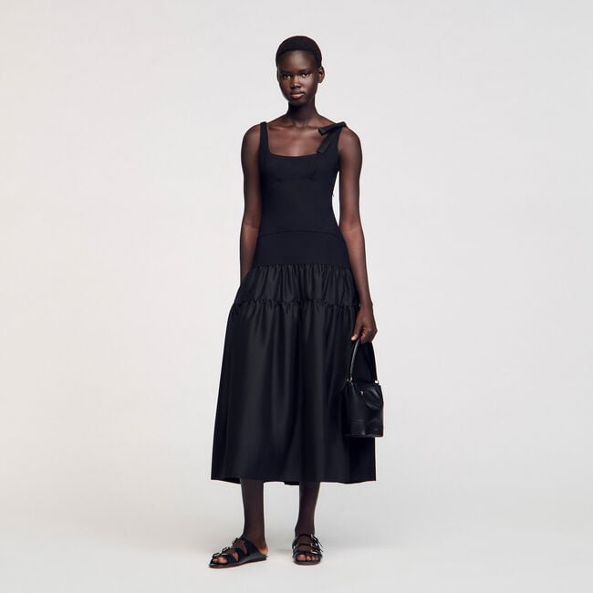 Maxi dual-material dress