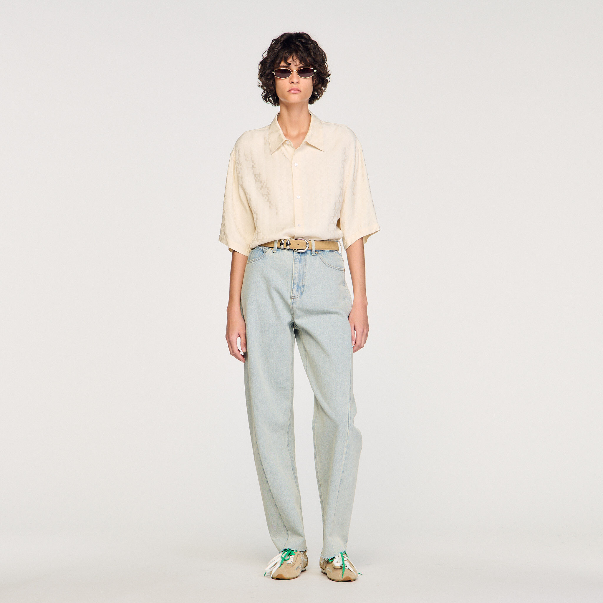 Square Cross loose-fit shirt in white for Men | Sandro Paris Square Cross loose-fit shirt in white for Men | Sandro Paris