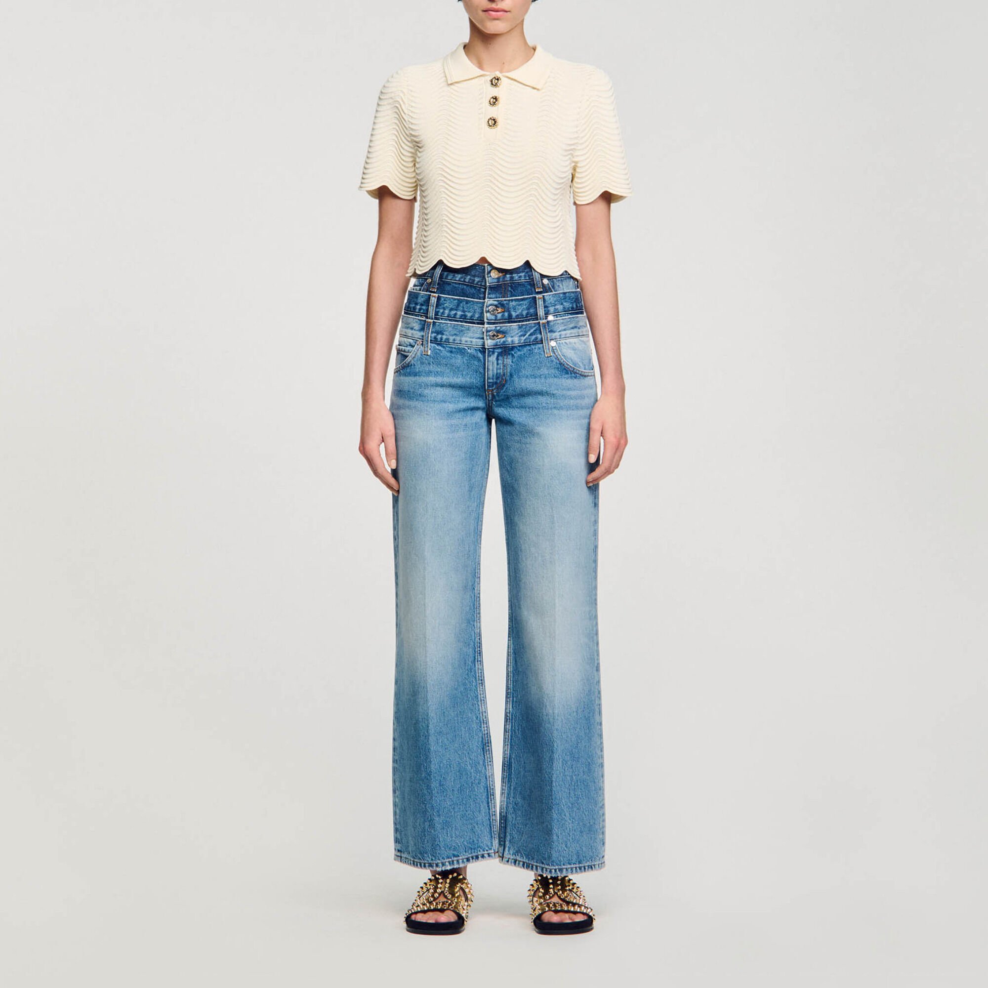 Cropped knit sweater