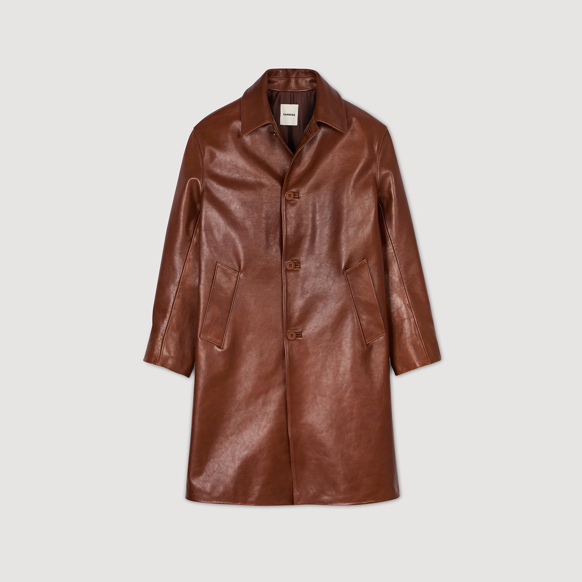 Lapel collar coat black / gray For Women | Sandro Paris