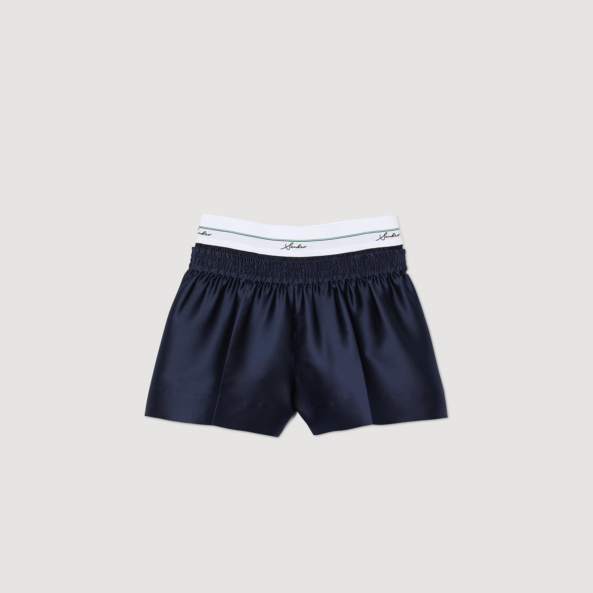 Satin Shorts With Double Waistband