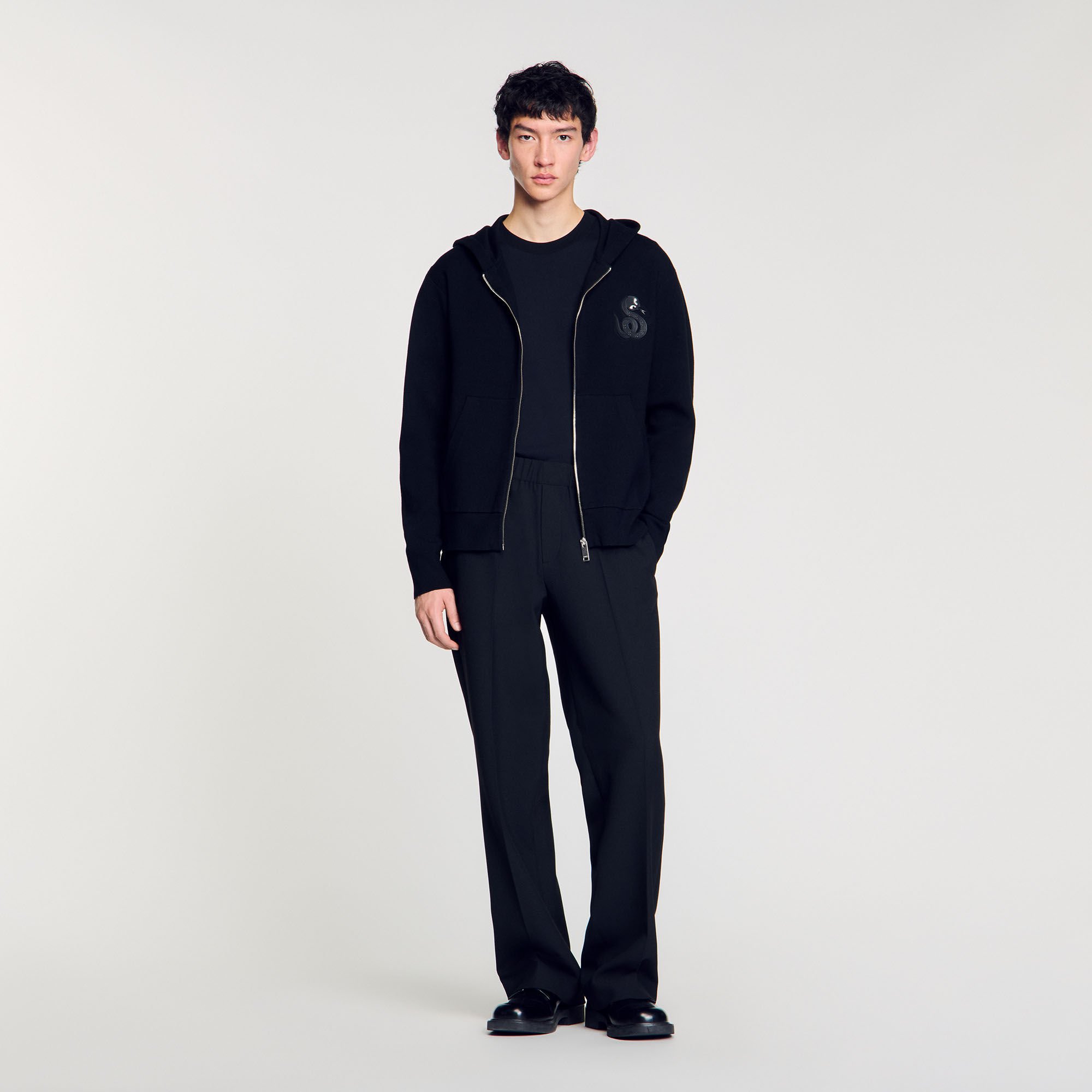 Zip-up cardigan with snake detail black / gray for Men
