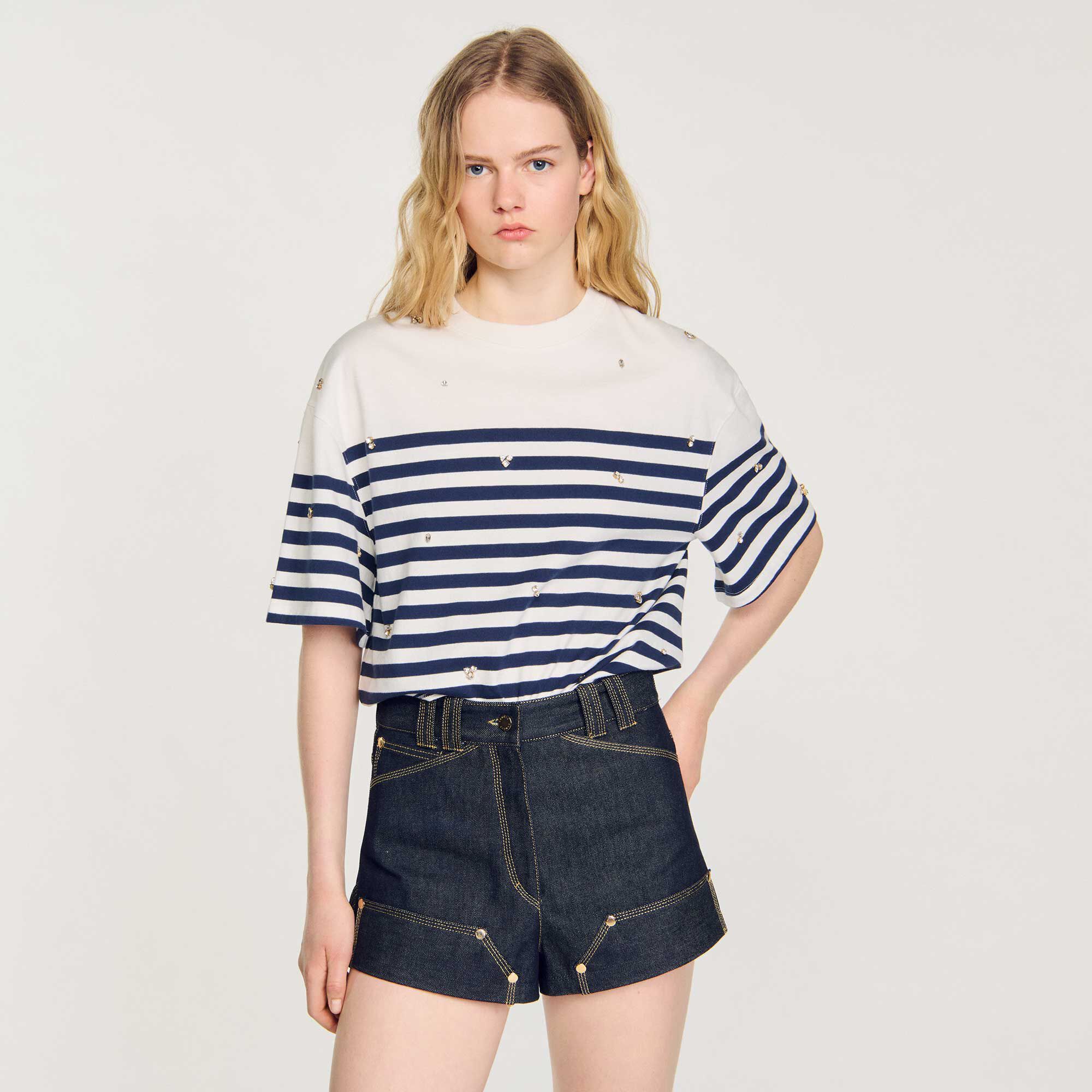 Rhinestone Breton T-shirt