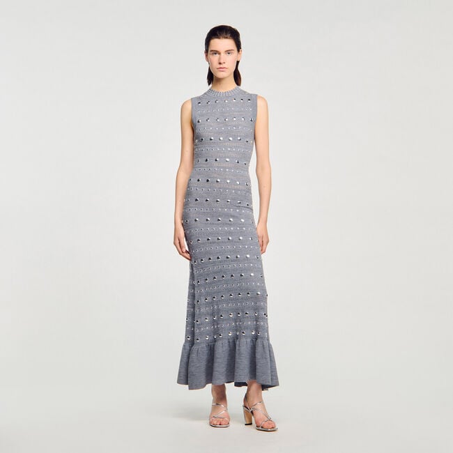 Knit maxi dress with studs