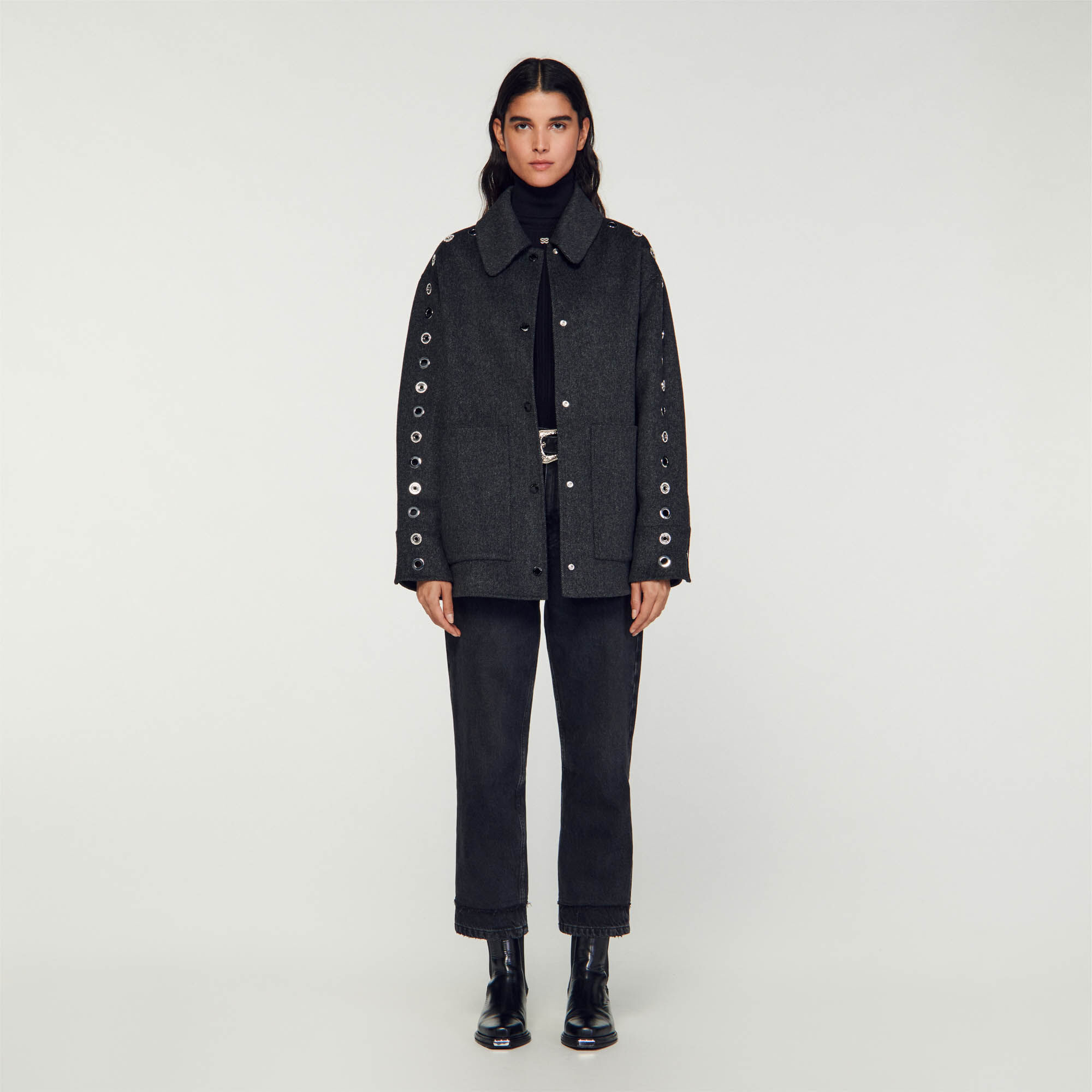 Sandro black wool coat 2025
