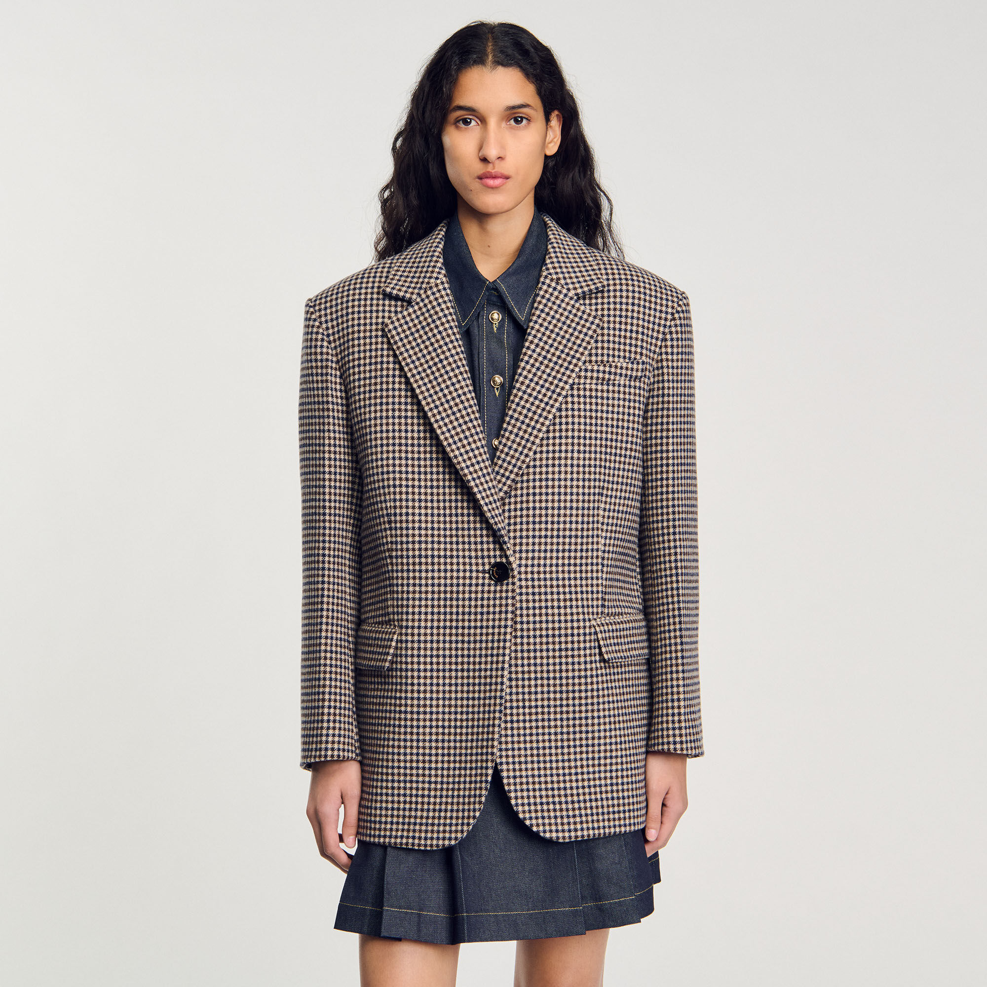Small-check suit jacket