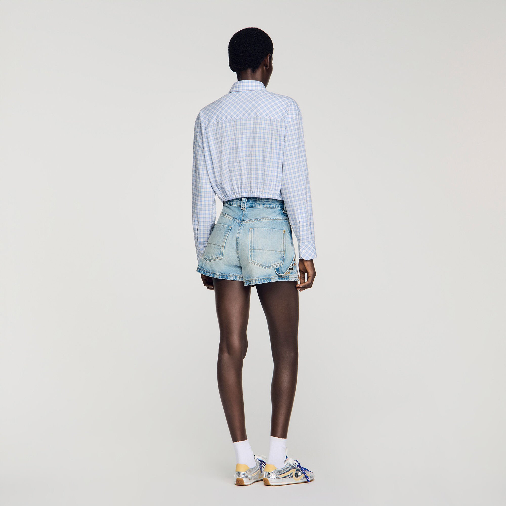 Cropped checked shirt