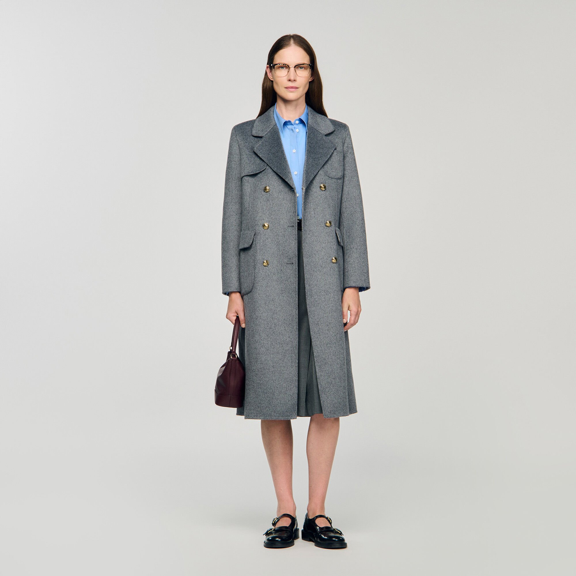 Double-faced check coat