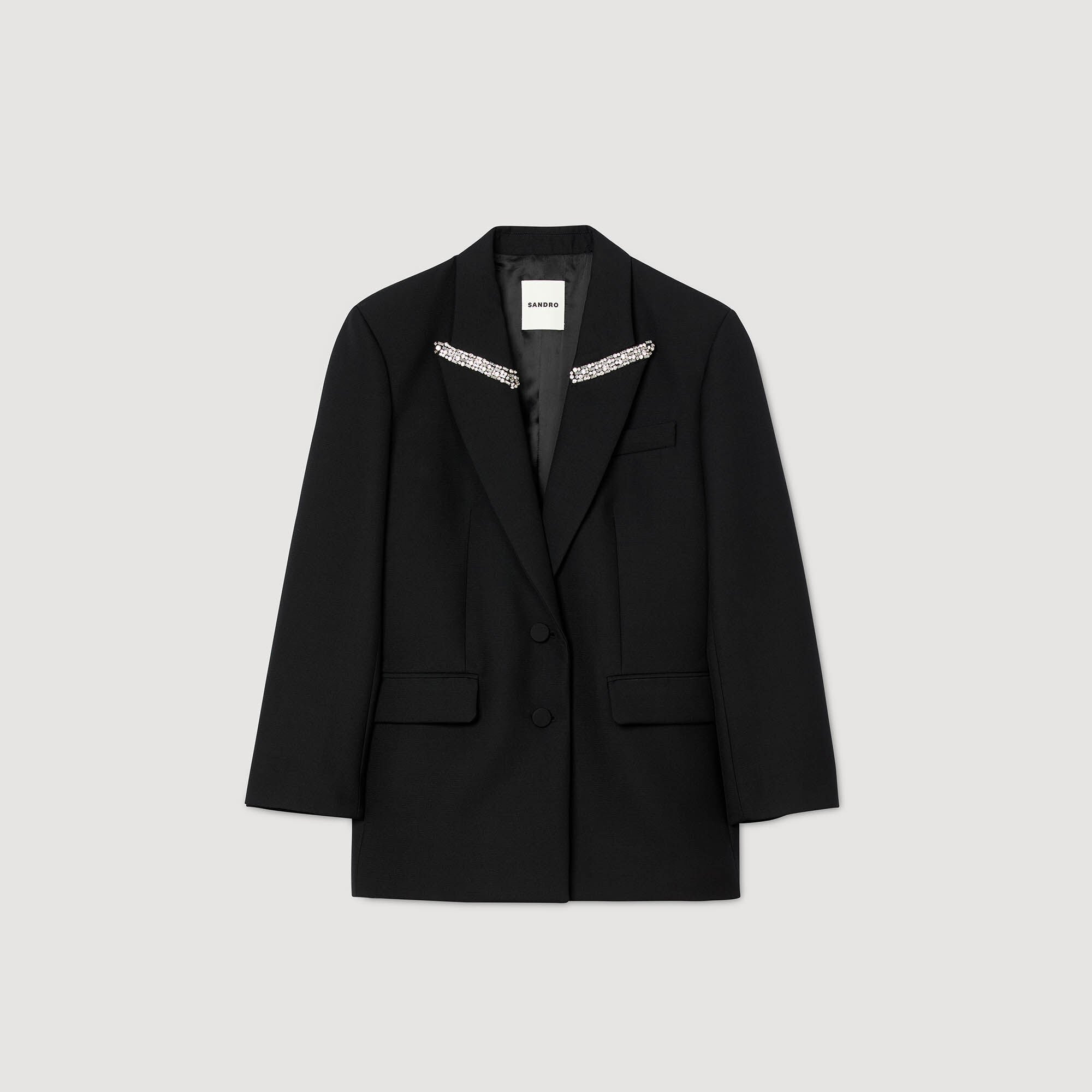 Jacket with rhinestone stripe