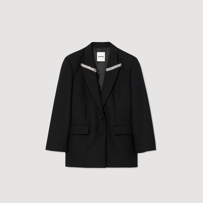 Jacket with rhinestone stripe