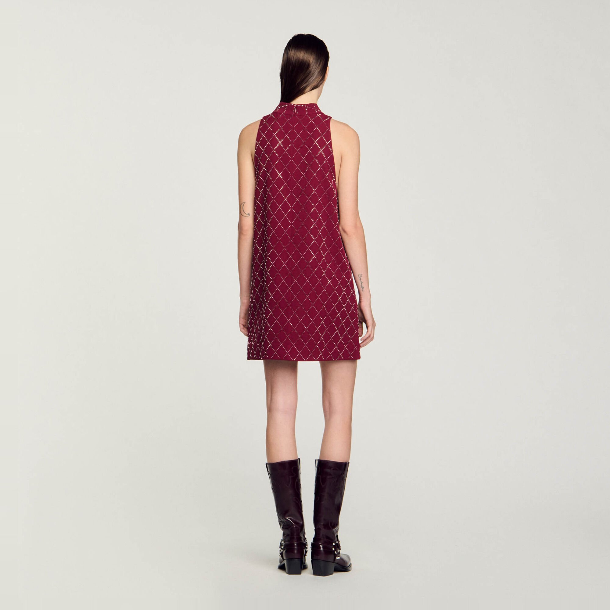 Studded diamond short dress