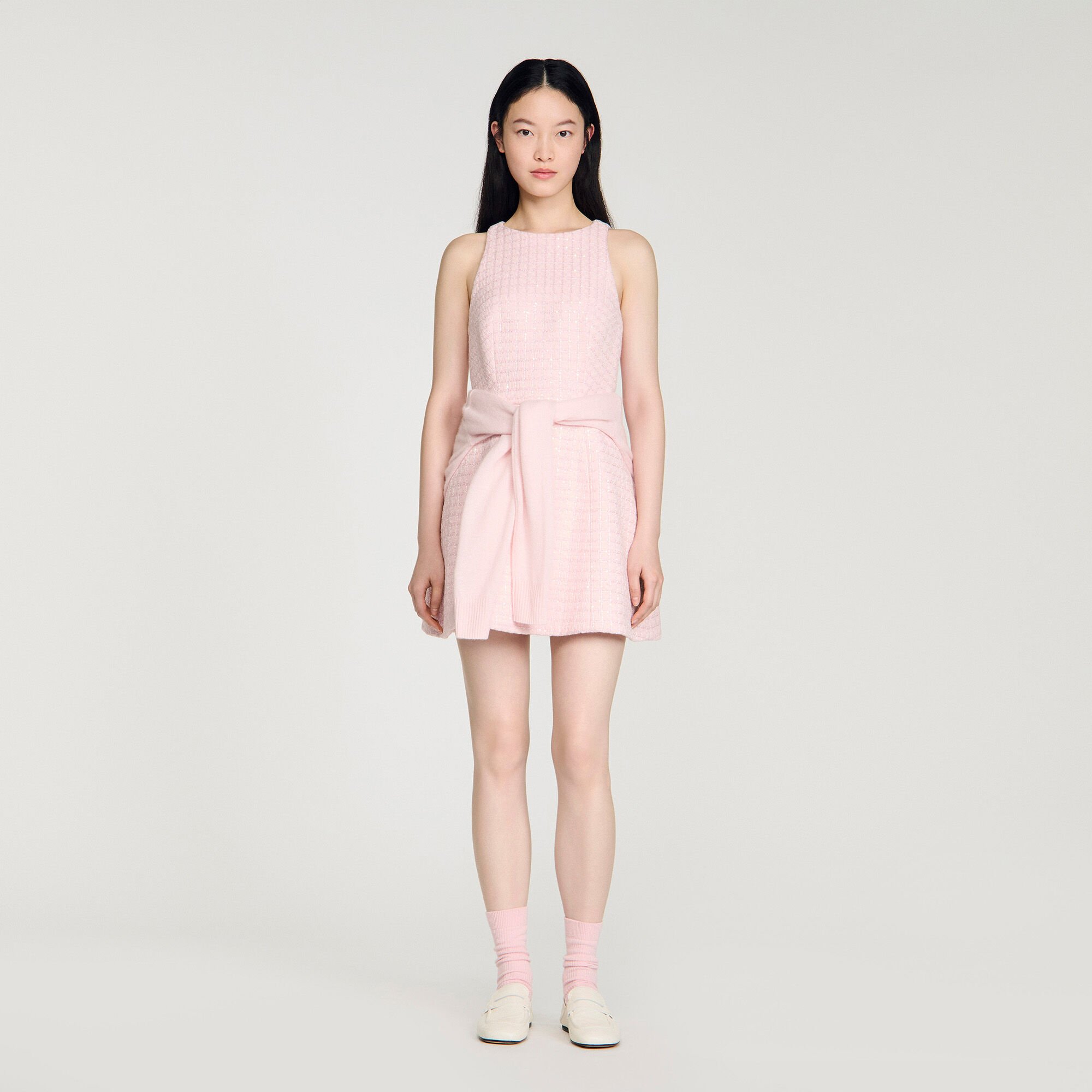 Sequin tweed mini dress