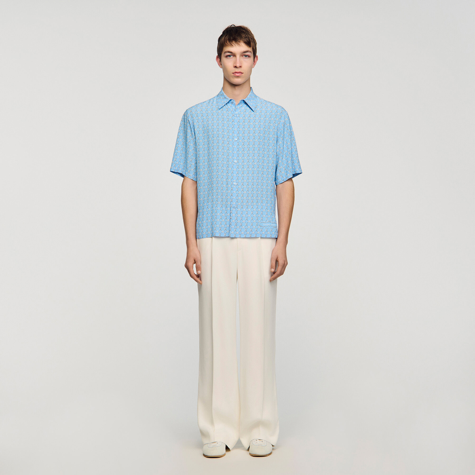 Link print loose-fit shirt