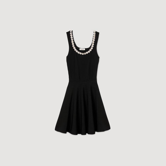 Mini dress with rhinestone neck Mini dress with rhinestone neck